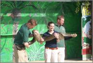 Kyle, Lindsey, and Mark with Morty (Burmese Python)